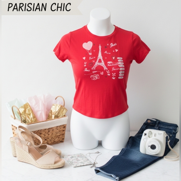 Tops - ❤️ Red Paris Graphic Tee – Chic & Stylish ❤️NWT